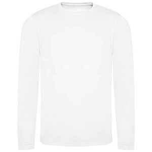 AWDis Cool Mens Moisture Wicking Long-Sleeved T-Shirt / Arctic White